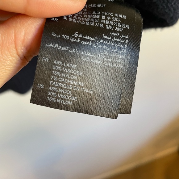 Sandro Navy Logo Sweater Cashmere Wool Blend Size 2 Medium - Picture 5 of 8